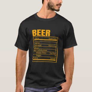 Camiseta Rótulo de Fatos Nutricionais de Cerveja Engraçad