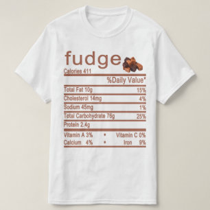 Camiseta rótulo de Fatos Nutricionais de Fudge