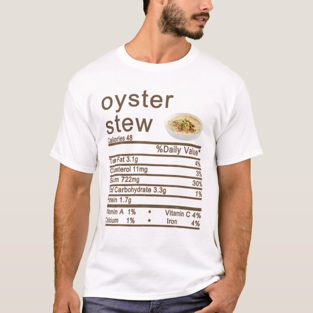 Camiseta Rótulo de Fatos Nutricionais de Ostra de Ostra (Frente)