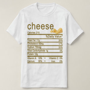 Camiseta rótulo de Fatos Nutricionais de Queijo