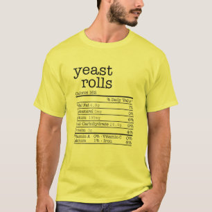 Camiseta Rótulo De Fatos Nutricionais De Rolos De Levedura