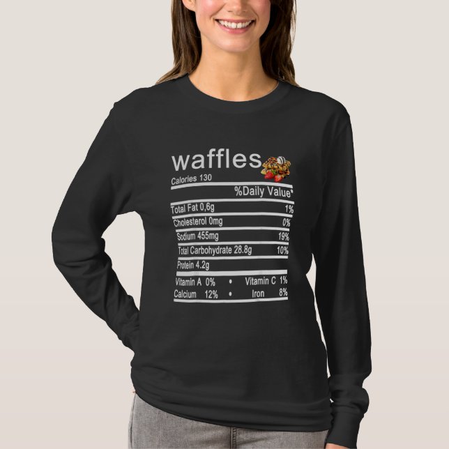 Camiseta Rótulo de Fatos Nutricionais de Waffles Dia de Açã (Frente)