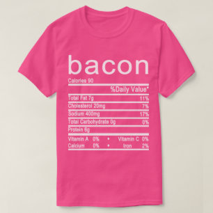 Camiseta Rótulo de Fatos Nutricionais do bacon