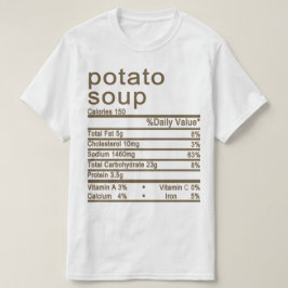 Camiseta Rótulo de Fatos Nutricionais para a sopa de batata