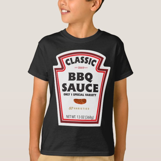 Camiseta Rótulo De Garrafa De Molho Clic Bbq Cômico Fantasi (Frente)