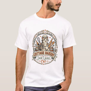 Camiseta Rótulo de Geléia da Padaria Cottage Gato Rótulo de