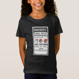 Camiseta Rótulo de Ingrediente da Menina Engraçada Simples