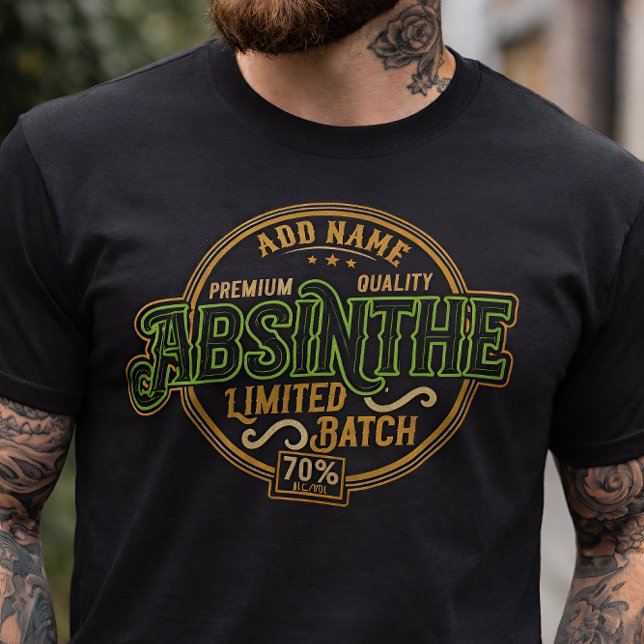Camiseta Rótulo de Licor de Espírito de Absinto Herbal - Pe (Criador carregado)