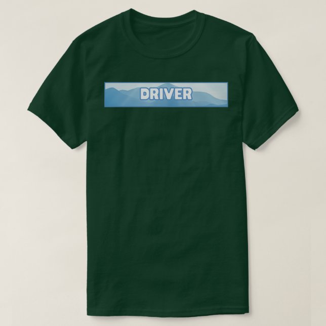 Camiseta Rótulo de Montanha Azul do Driver (Frente do Design)