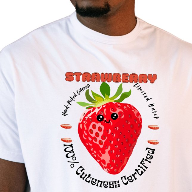 Camiseta Rótulo de Morango Fresco da Fazenda (Criador carregado)