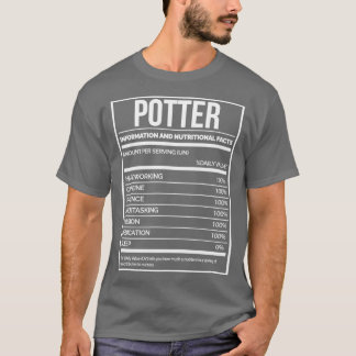 Camiseta Rótulo de Nutrição de Potéria Engraçado Potter