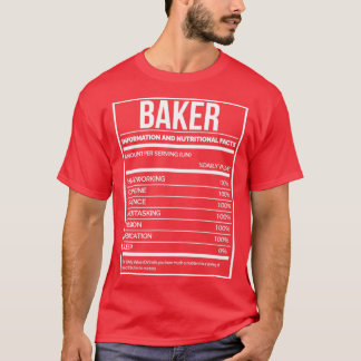 Camiseta Rótulo de Nutrição para Baking Funny Baker