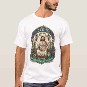 Camiseta Rótulo de Pacote de Sementes Jesus Pacote de Semen