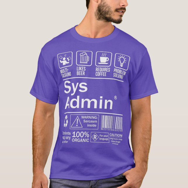 Camiseta Rótulo de Produto do Administrador do Sistema Uni  (Frente)
