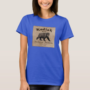 Camiseta Rótulo de Salmão Vintage Kodiak