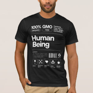 Camiseta Rótulo de Ser Humano Engraçado Gráfico Fatos Nutri