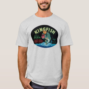 Camiseta Rótulo de Taxa de Crato de Peas de Kingfish Vinta