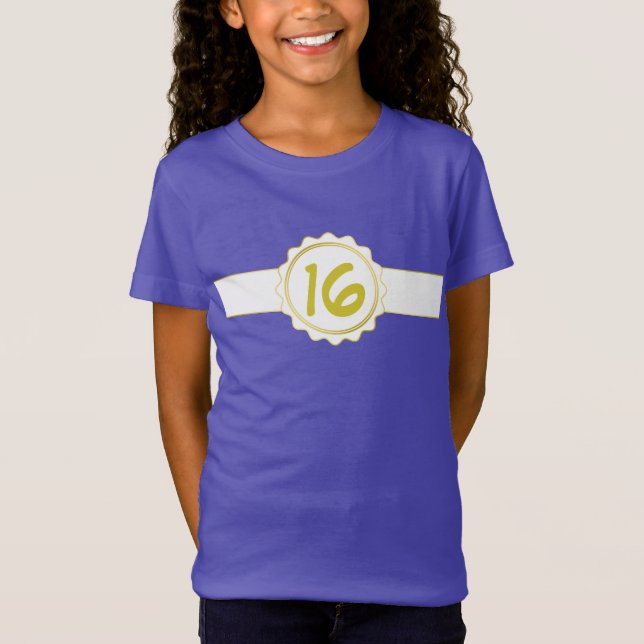 Camiseta Rótulo do Botão Banner - Círculo Dourado Branco 6  (Frente)