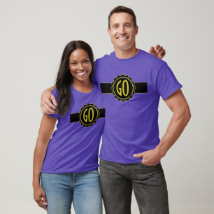 Camiseta Rótulo do Botão Banner - Círculo PRETO OURO 6 + no