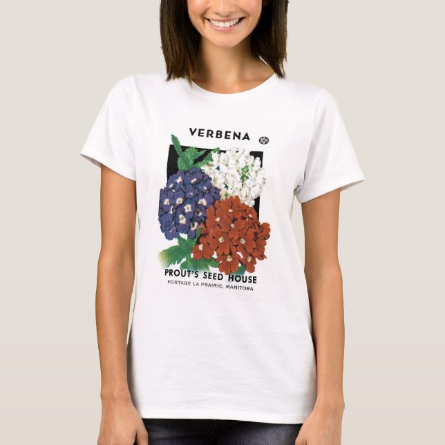 Camiseta Rótulo do Pacote de Sementes Verbena (Frente)