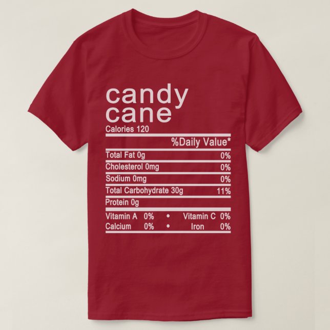 Camiseta rótulo dos Fatos Nutricionais da Cana-de-Açúcar (Frente do Design)