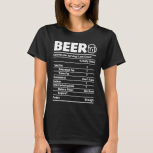 Camiseta Rótulo dos Fatos Nutricionais da Cerveja Engraçada