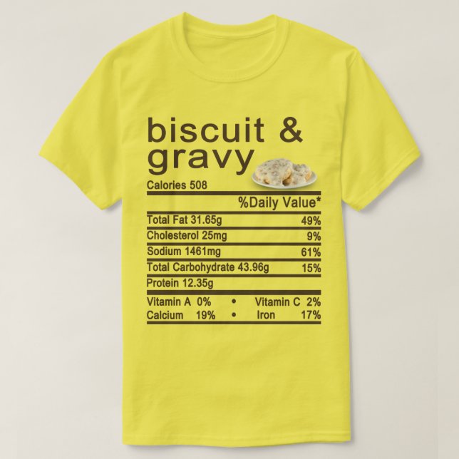 Camiseta rótulo dos fatos nutricionais de biscoitos e de mo (Frente do Design)