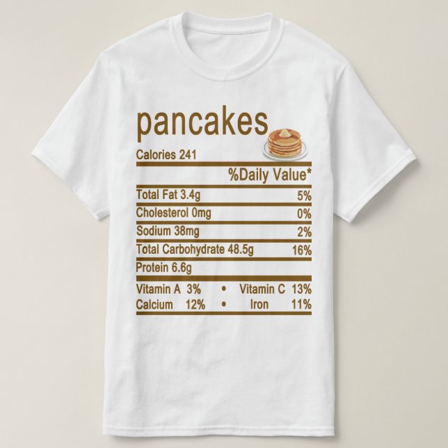 Camiseta Rótulo dos Fatos Nutricionais dos Panquakes (Frente do Design)