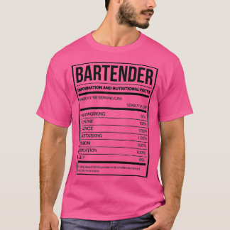 Camiseta Rótulo Nutricional Bartending Funny Bartending