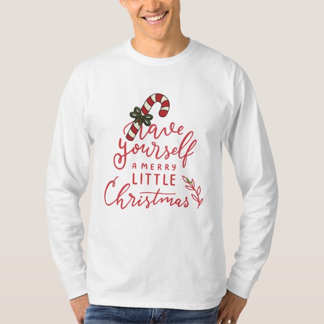Camiseta Rótulo Personalizado de Cana de Açúcar Natal (Frente)