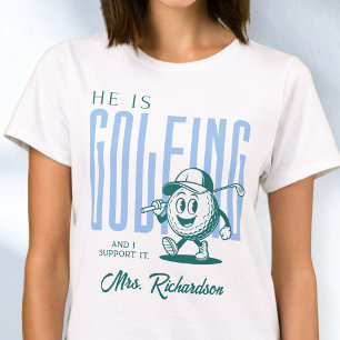 Camiseta Rótulo Personalizado Retro Sra Azul Esposa de Golf