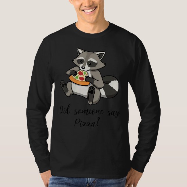 Camiseta Rótulo Racio de Comida de Pizza de Comida Raccoon (Frente)