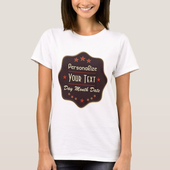 Camiseta Rótulo Retro com Texto Personalizado Clássico (Frente)