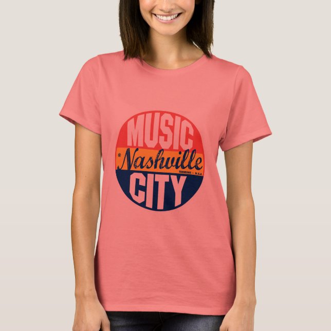 Camiseta Rótulo Vintage de Nashville (Frente)