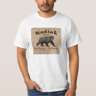 Camiseta Rótulo Vintage de Salmão Kodiak