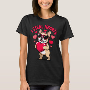 Camiseta Rouba corações bulldog francês valentine cachorro
