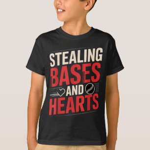 Camiseta Roubando Bases E Corações Piadas De Beisebol Espor