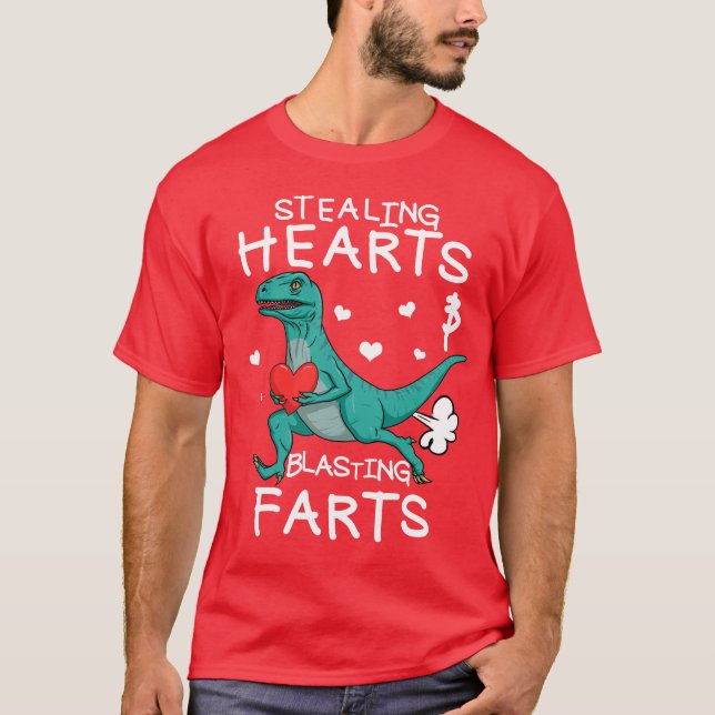 Camiseta Roubando Corações E Raptor De Fart De Explosão (Frente)