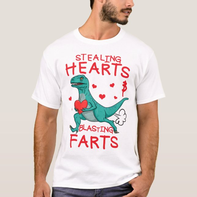 Camiseta Roubando Corações E Raptor De Fart De Explosão (Frente)