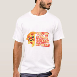 Camiseta Roubaste uma Pizza, meu coração! Cartoon de pizza