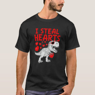 Camiseta Roubo Corações Dinossauro Rex Bonito Bebê Meninos
