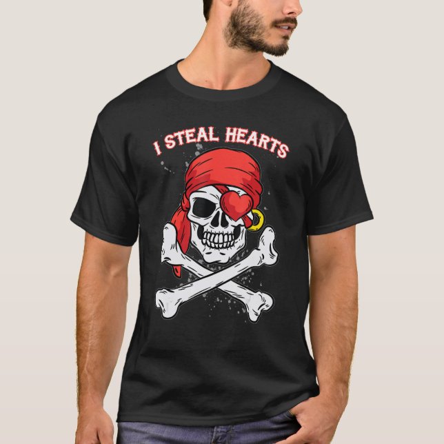 Camiseta Roubo Dia de os namorados Jolly Roger Pirate S (Frente)