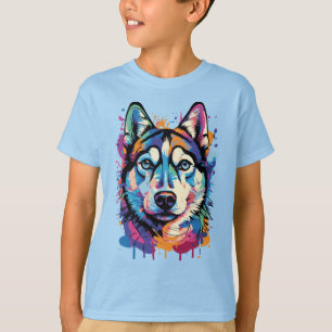 Camiseta Rouco Bonito - Cachorro Husky Siberiano Colorido -