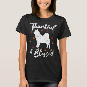 Camiseta Rouco Cão Feliz Dia de Ação de Graças Graças e Ble