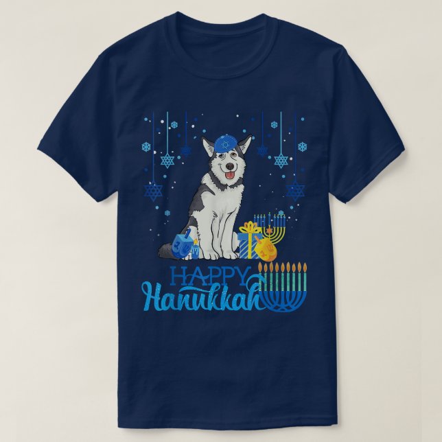 Camiseta Rouco Cão Feliz Hanukkah (Frente do Design)