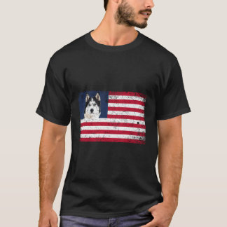 Camiseta Rouco De Bandeira Americano Cão Engraçado 4 De Jul
