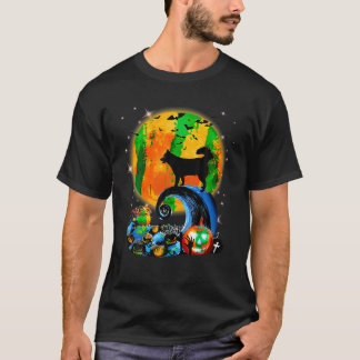 Camiseta Rouco E Lua Amarela Cão Engraçado No Halloween T