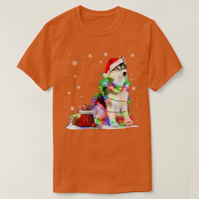 Camiseta Rouco Engraçado Árvore de Natal Luzes de Natal Xma (Frente do Design)