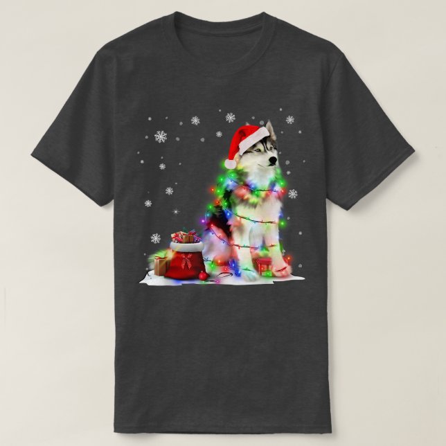 Camiseta Rouco Engraçado Árvore de Natal Luzes de Natal Xma (Frente do Design)
