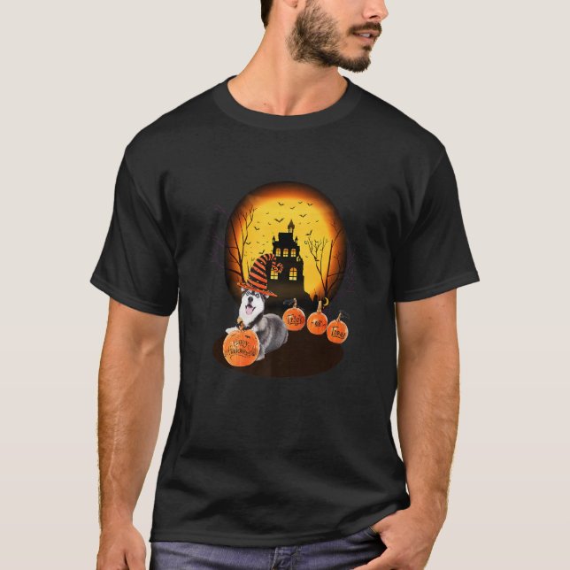 Camiseta Rouco Halloween Para Crianças Mãe Pai Cachorro De  (Frente)